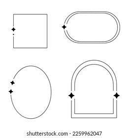 Modern Minimalist Aesthetic linear frames, arcs, stars and elements