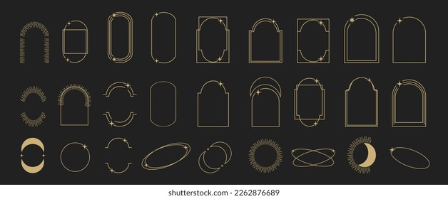 Modernos marcos estéticos lineales minimalistas. Conjunto de arte de líneas estéticas.