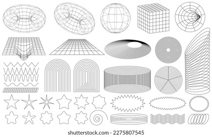 Modern minimalist aesthetic linear frames. Retro stars, starburst icons. Minimalist geometric elements, abstract bauhaus. Vector trendy icons EPS 10