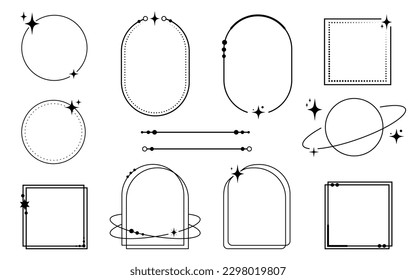 Modern Minimalist Aesthetic linear frames, arcs, stars and elements