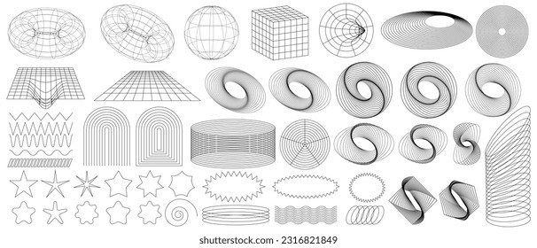 Modern minimalist aesthetic linear frames. Retro stars, starburst icons. Minimalist geometric elements, abstract bauhaus. Vector trendy icons EPS 10