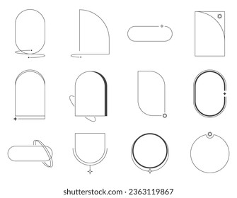 Modern Minimalist Aesthetic Linear Frames, Archs, Stars and Elements Trendy Retro Style for Social Media, Banners, Poster Design, Vector Set, Collection