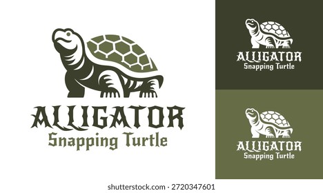 Un moderno logotipo minimalista de tortuga de cocodrilo creado para la marca profesional de reptiles y la identidad de conservación.