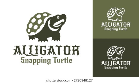 Un moderno logotipo minimalista de tortuga de cocodrilo diseñado para marcas de vida silvestre, proyectos de conservación e identidad de reptiles.