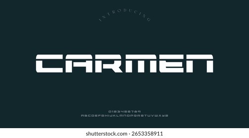 Fonte alfabética minimalista moderna. espaço digital tipografia vetor ilustração design