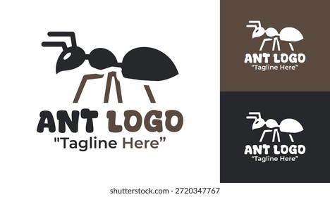 A modern minimalist ant logo designed for clean branding, science communication, and eco-friendly identity.