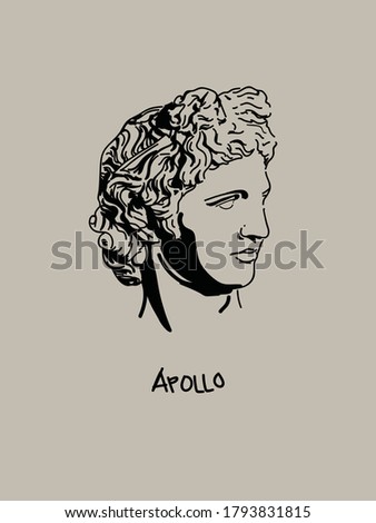 Modern and Minimalist Apollo Vector Art Portrait. Shadow Drawing of Greek God Stock photo © 