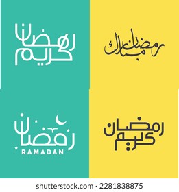 Modern and Minimalist Arabic Calligraphy Pack for Ramadan Mubarak Greetings.