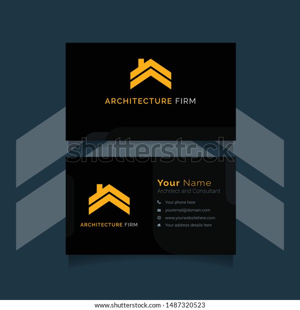 Modern Minimalist Architect Name Card Template Stock Vector