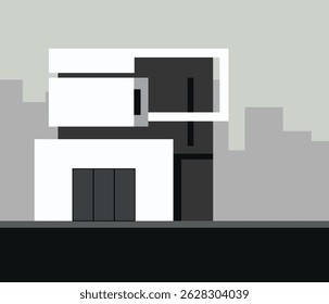 Modern Minimalist Architecture. Clean Lines and Forms in Architecture. Stock Illustration