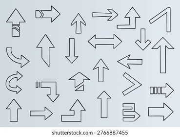 Modern minimalist arrow collection with various directions and styles for design projects