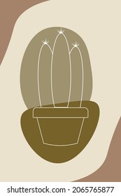 Modern Minimalist art cactus with white line