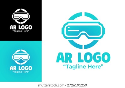 A modern minimalist augmented reality logo design tailored for virtual technology services and digital brand systems.