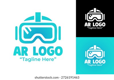 Un moderno logotipo minimalista de realidad aumentada desarrollado para empresas de tecnología inmersiva e identidad de marca futurista.