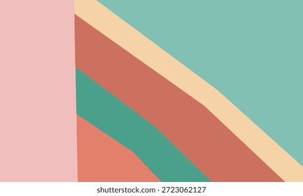 Un fondo minimalista moderno con rayas diagonales y Formas geométricas en una paleta pastel suave de rosa, verde azulado y terracota. Este Diseño gráfico limpio y contemporáneo es ideal para Fondos de pantalla de moda, carteles, Anuncios y diseños de marketing digital