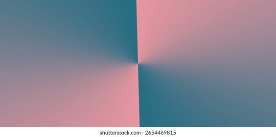 A modern, minimalist background featuring a symmetrical split and a central conical gradient blending soft teal and dusty rose colors.