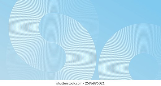 Modern minimalist banner background simple pastel colorful blue and white gradations. Circle effect style background simple modern abstract