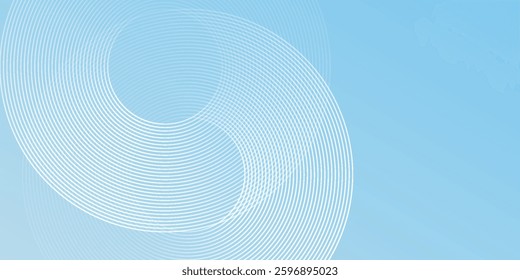 Modern minimalist banner background simple pastel colorful blue and white gradations. Circle effect style background simple