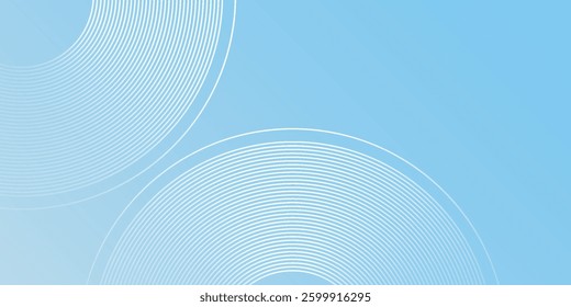 Modern minimalist banner pastel colorful blue and white gradations. Circle effect style abstract simple art modern