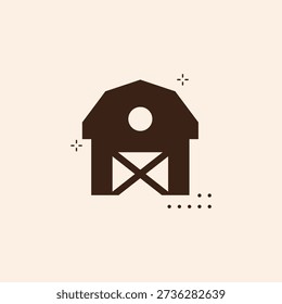 Modern Minimalist Barn Icon. Rustic Dark Brown Graphic for Agriculture, Farm-to-Table, and Rural Branding