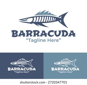 Un moderno logotipo minimalista de barracuda diseñado para una marca marina premium y una fuerte identidad visual.