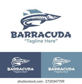 Un moderno logotipo minimalista de barracuda diseñado para marcas marinas, identidad deportiva y audaces sistemas visuales.