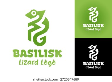 Ein modernes, minimalistisches Basilisken-Logo für professionelle Reptilienmarken und eine starke Tieridentität.