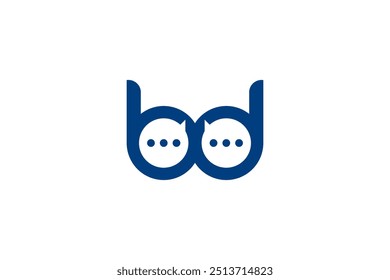 Design moderno e minimalista do logotipo "bd", com letras interconectadas e bolhas de fala. Perfeito para empresas focadas em comunicação, tecnologia ou mídia social.