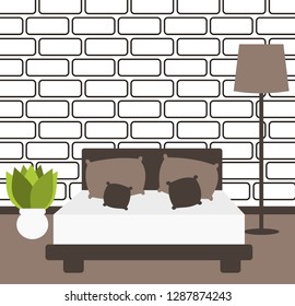 modern minimalist bedroom design vector illustration