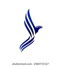 modern minimalist bird logo in clean blue