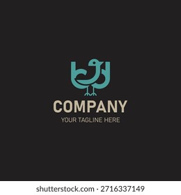Logotipo minimalista moderno del monograma del pájaro para la marca de la compañía