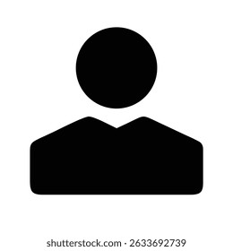 Modern Minimalist Black Silhouette User Profile Avatar Icon - Clean Vector Graphic for Web, App UI, Default Account Placeholder, Generic Online Identity Symbol.