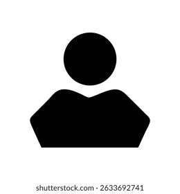Modern Minimalist Black Silhouette User Profile Avatar Icon - Clean Vector Graphic for Web, App UI, Default Account Placeholder, Generic Online Identity Symbol.