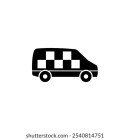 Modern, minimalist black and white taxi van icon. Ideal for urban transport apps.