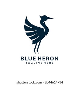 Modern Minimalist Blue Heron Logo Design Stock Vector (Royalty Free ...