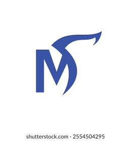 Modern Minimalist Blue Letter M Logo With Sleek Abstract Wing Design Symbolizing Growth, Speed, and Innovation, Isolated On a White Background