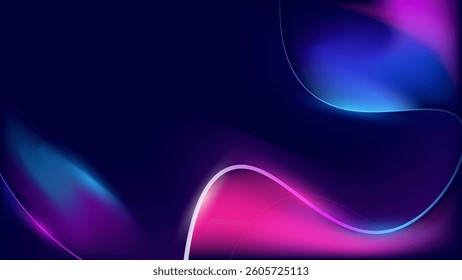 Modern minimalist blue pink fluid gradient on blue dark gradient background. Social ads banner or Landing page.