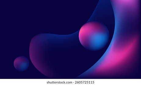 Modern minimalist blue pink fluid gradient on blue dark gradient background. Social ads banner or Landing page.