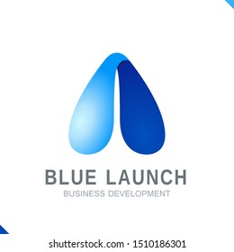 Modern minimalist blue triangle abstract graphic, represent profesionalism and innovation. Vector logo template for business, finance, investment  and information technology company.
