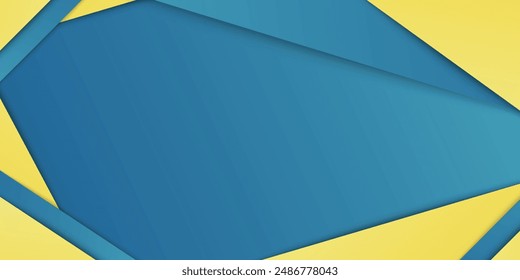 Modern minimalist blue and yellow background with halftone ornament.