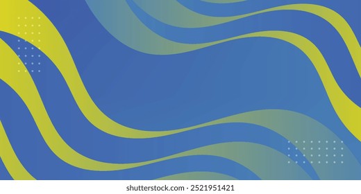 Modern minimalist blue and yellow background with halftone ornament.	