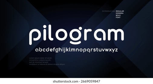 Modern Minimalist Bold Tecnología y Ciencia alfabeto fuente. Diseño de Ilustración vectorial tipográfica digital. Ciencia ficción, película, revista, fuente de moda