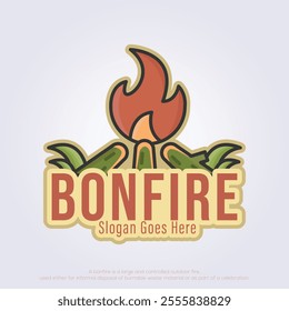 modern minimalist bonfire logo icon symbol vector illustration design. outdoor campfire logo design for camping