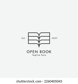 Ilustración moderna de diseño minimalista del logotipo del Libro. Sencilla educación de estilo elegante, símbolo de logotipo personalizado idea icono vector. Librería estética