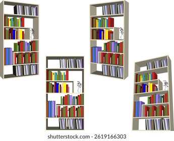 design de mobiliário minimalista moderno da estante de livros desenho de vetor de ilustração