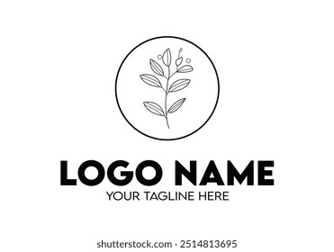 Design moderno logotipo botânico minimalista para empresas com folhas e flores, Design de logotipo floral botânico profissional criativo monograma para salão ou centro de massagem marcas de estilo feminino empresas
