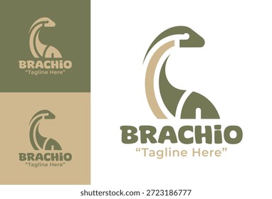 Um logotipo de braquiossauro minimalista moderno criado para marcas profissionais e desenhos temáticos de dinossauros.