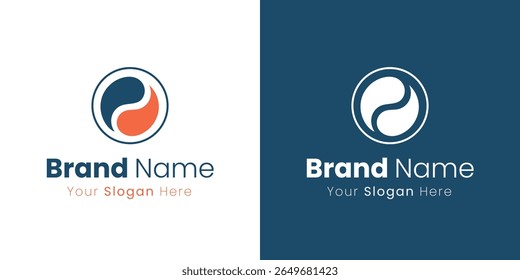 Modern and Minimalist Brand Identity Logo Design Featuring a Yin Yang Inspired Symbol for Versatile Business Applications