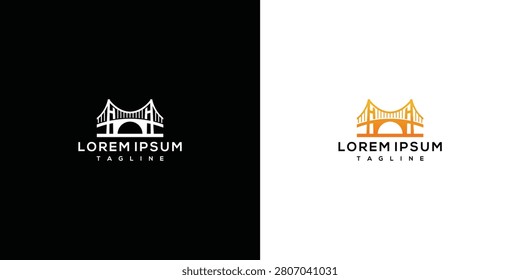 Modern Minimalist Bridge Logo Design Template with Dark and Light Versions