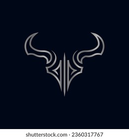 Modern minimalist bull head logo illustration design vector